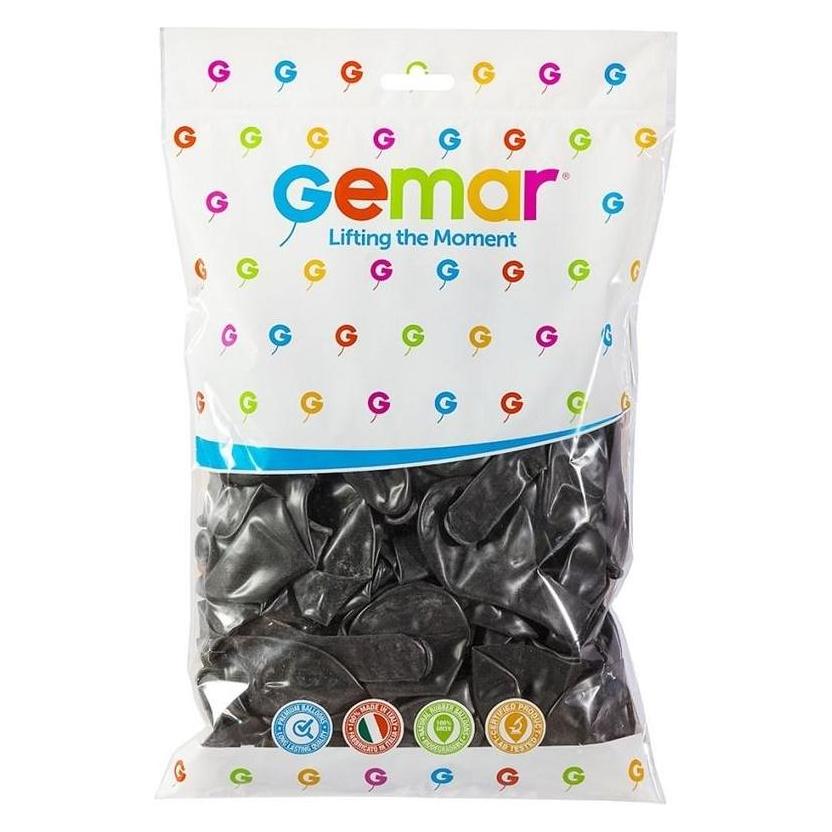 Gemar Schwarzer Metallic-Ballon Nr. 65, 100 Stück (100x) (SDMX0306)