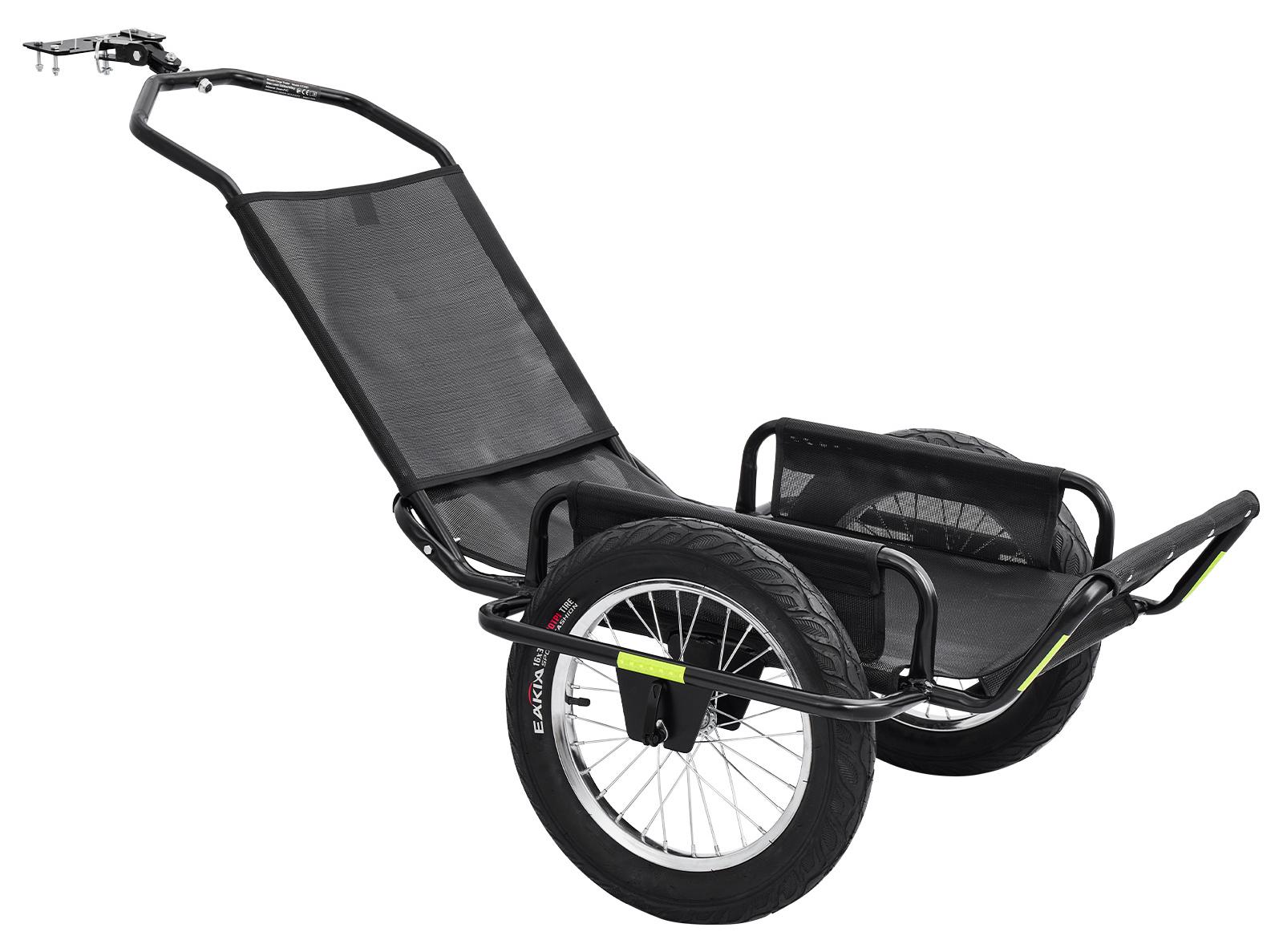 Fahrradanhänger Lastenanhänger für Offroad, 145 kg Tragfähigkeit, Kohlenstoffstahl und PVC-Netzgewebe, 8 Reflektoren, faltbar, für 22-28 Zoll Räder