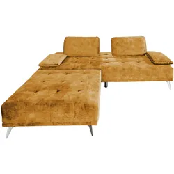 SOFA MIT HOCKER WIOLO Braun Velvet