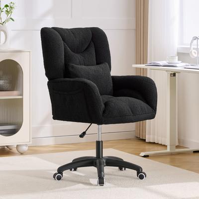 "GDFStudio - 42.91"" Teddy Fabric Soft Pack 360° Swivel 4"" Height Adjustable High Back Office Chair"