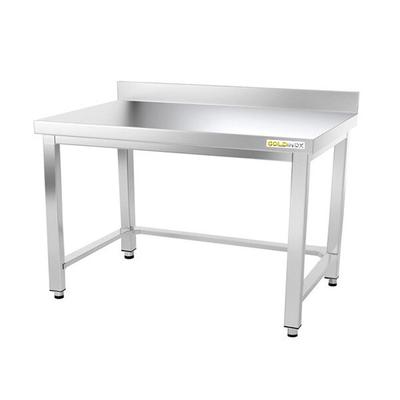 Arbeitstisch aus Edelstahl mit Unterbau 1200 x 500 mm und PREMIUM-Verstärkung / GOLDINOX. GOLDINOX