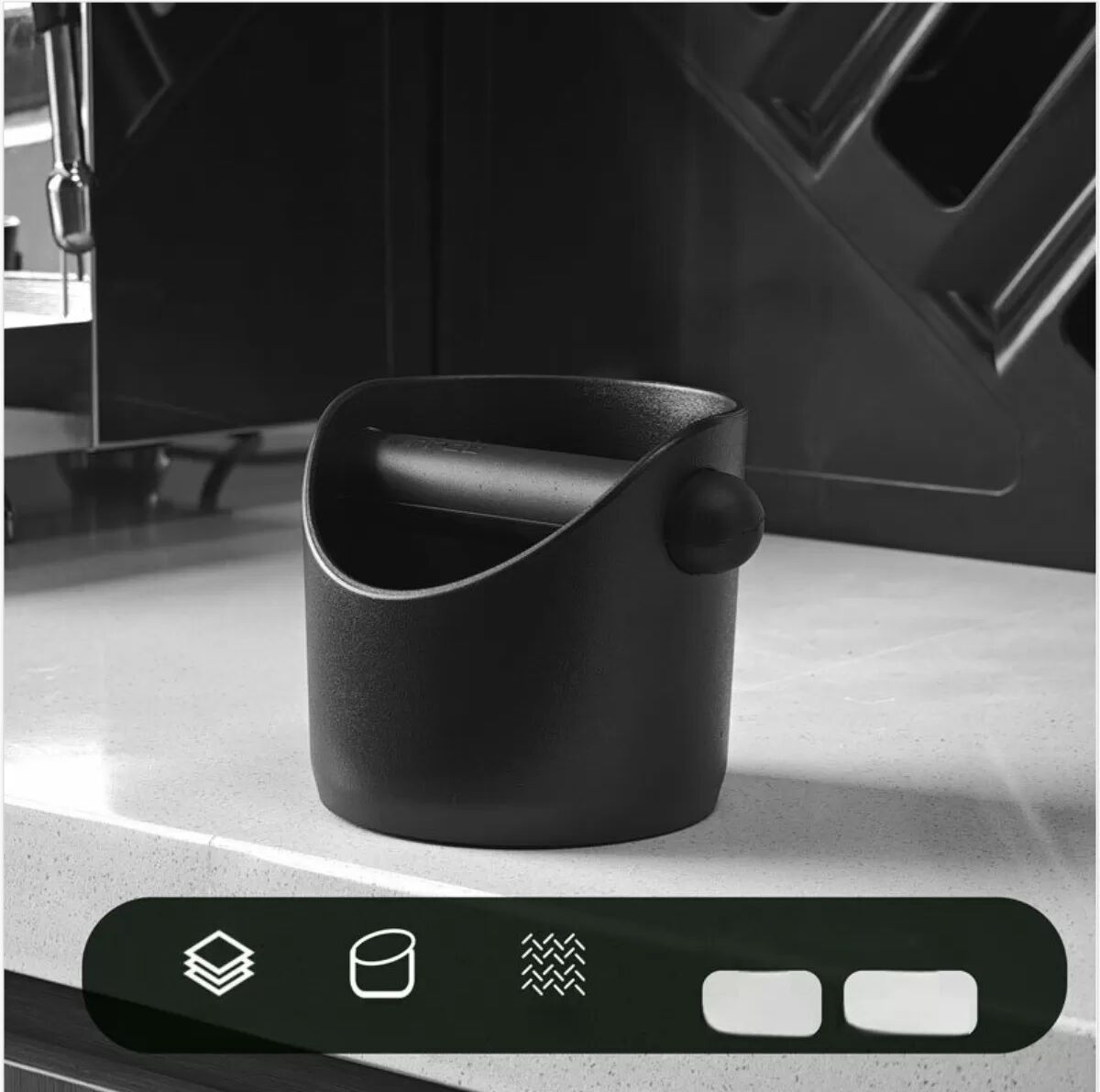 INF Boîte à Marc de Café 550ml - Récipient en ABS avec Barre en Caoutchouc Amovible