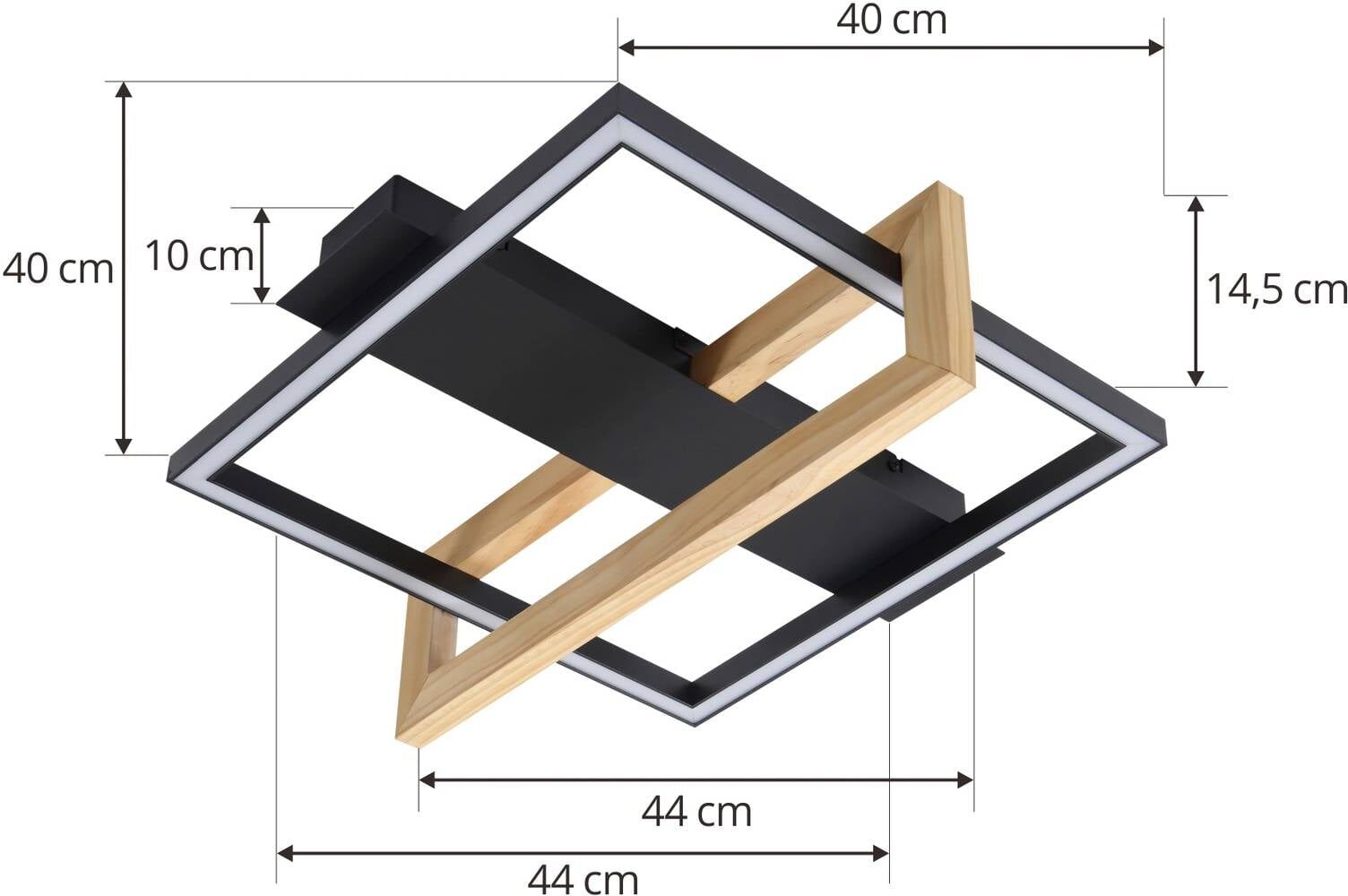 LED Ceiling Light Holamu Lindby, Black, Living / Dining Room, Aluminium, Modern, Ceiling Light