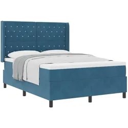 vidaXL, Boxspringbett, Boxspringbett Mit Matratze Samt Dunkelblau (160 x 200 cm)