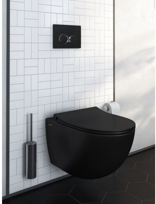 VitrA Sento Wand-Tiefspül-WC 7748B083-0101 36,5x54cm, 3/6 l, ohne Spülrand, schwarz matt