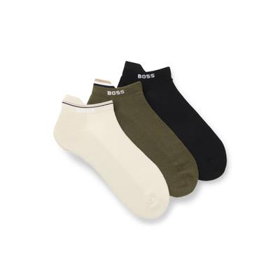 Sneakersocken BOSS "3P AS Iconic CC", Herren, Gr. 39-42, Sockengröße, beige (open miscellaneous 962), Baumwollmischung, gemustert, Socken Sneakersocken