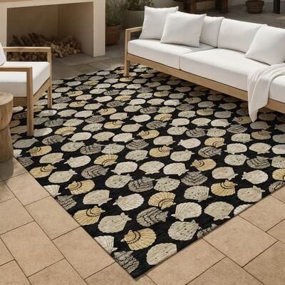 Addison Rugs Machine Washable Indoor/ Outdoor Costal Shells Chantille Rug