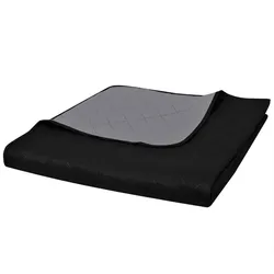 vidaXL Zweiseitige Tagesdecke Gesteppt Schwarz/Grau 230x260 cm