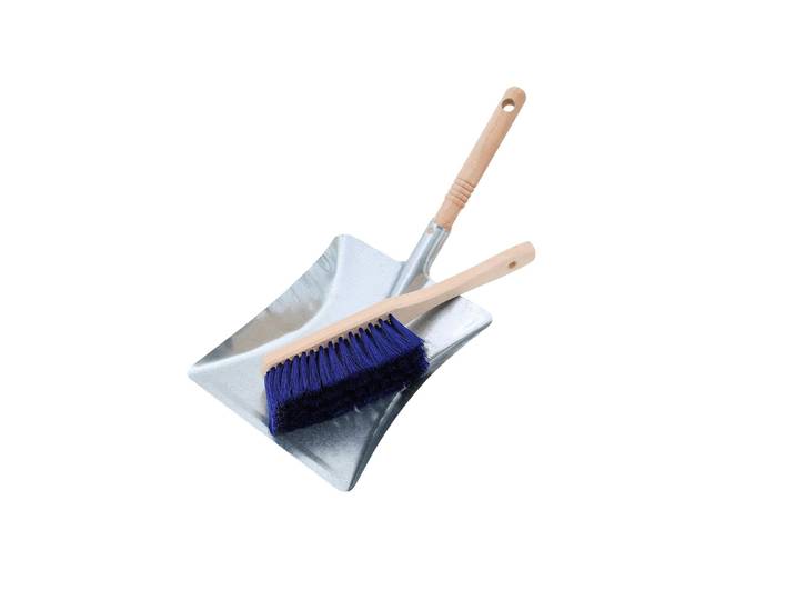 Kamingarnitur KAMINO FLAM Kehrschaufel-Se , silber (silberfarben), B:43,5cm H:22,5cm, Holz, Reinigungs-Sets, Kamingarnitur
