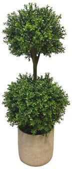 Creative Labs 5 ft UV Rated Outdoor Boxwood Topiary in a Fiberstone Pot - Green
