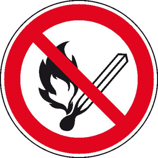 SafetyMarking® Verbotsaufkleber Keine offene Flamme, Feuer, offene Zündquelle und Rauchen verboten 20 cm 21.0810