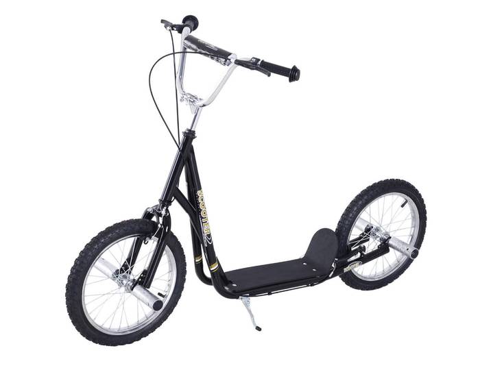 Homcom Kinderroller mit Luftreifen Scooter Roller Kinder Roller Kickboard 16'' Schwarz, Metall, 58x100x143 cm, unisex, Spielzeug, Kinderfahrzeuge
