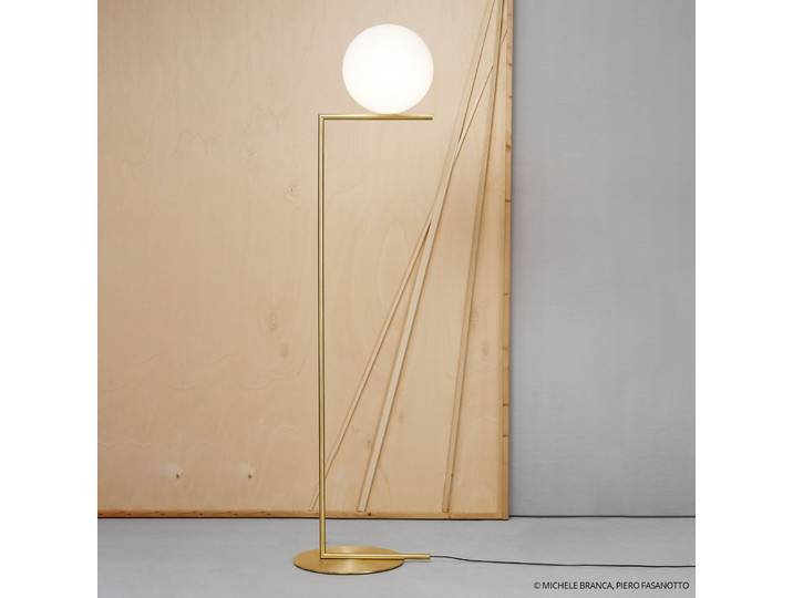 IC F2 Stehleuchte Messing - Flos - Wohnzimmer - Design - Metall - Kugel
