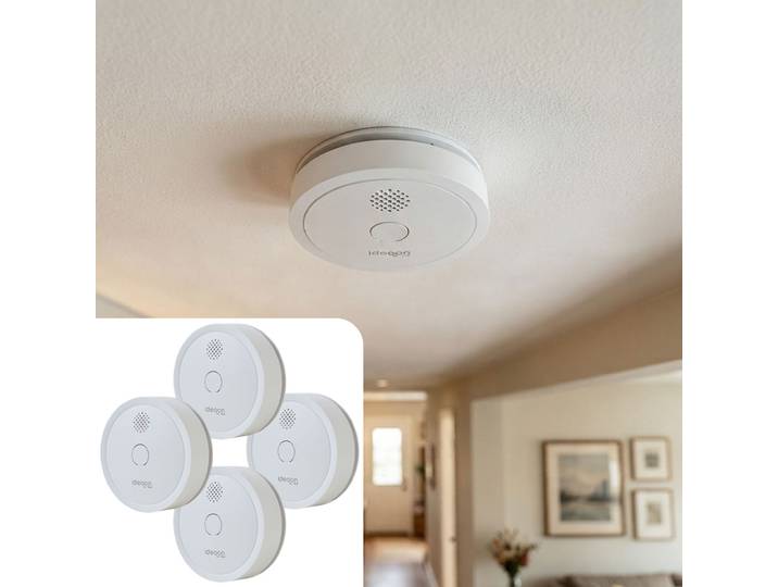 4er-Set WLAN Rauchmelder mit App, EN 14604, 85dB, weiss