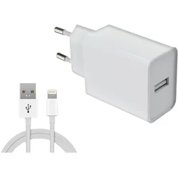 DLH Chargeur secteur USB-A 12W cable APPLE (12 W, 1 Port), USB Ladegerät, Weiss