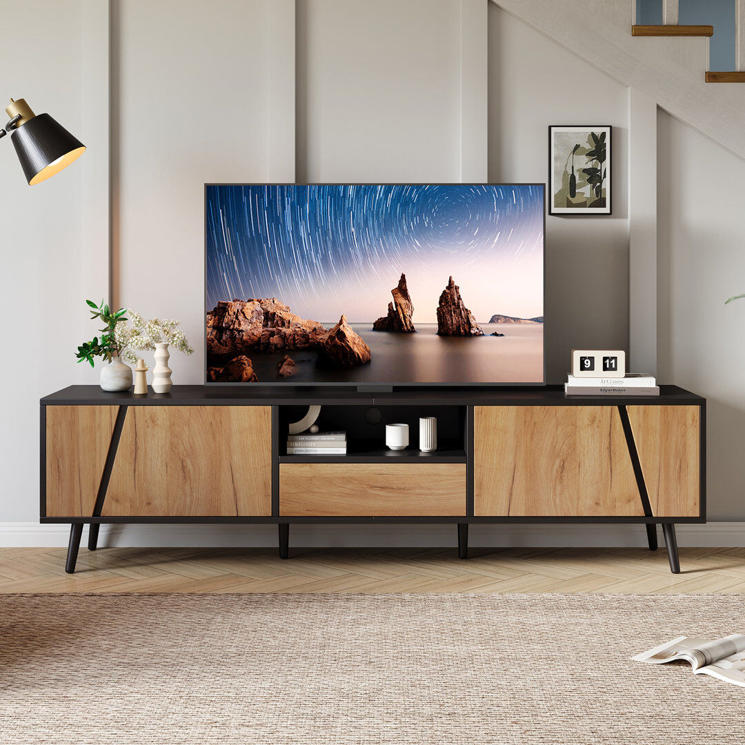 George Oliver TV Stand for TVs up to 78" Natural Wood 78"