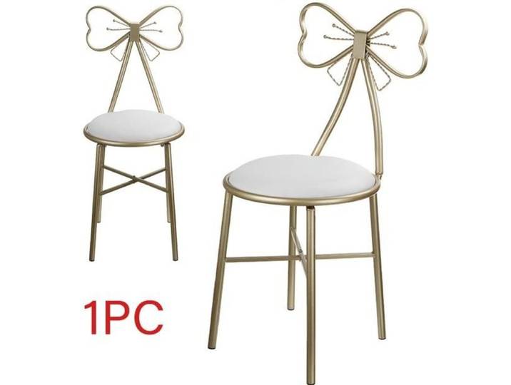 Tabouret de Table - Blanc - Cuir PU - Velours - Style Vintage