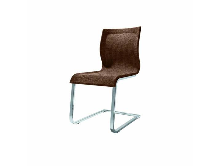 TEAM 7 Naturholzmöbel Magnum Freischwinger mit Leder- oder Stricktexbezug - Stricktex braun - Stahl chrom glänzend Modern