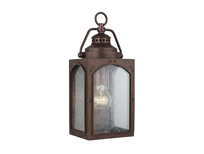 Elstead Lighting Außenleuchte Wandlampe Kupfer Glas H 34,5 cm IP44 1 Flammig Laterne Gartenlampe