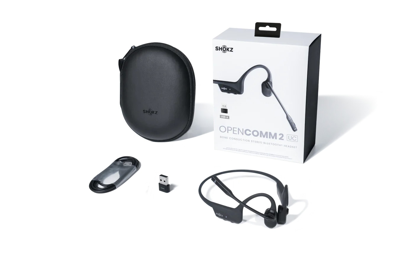 Shokz OpenComm2 2025 UC Knochenschall-Headset schwarz inkl. USB-A Dongle