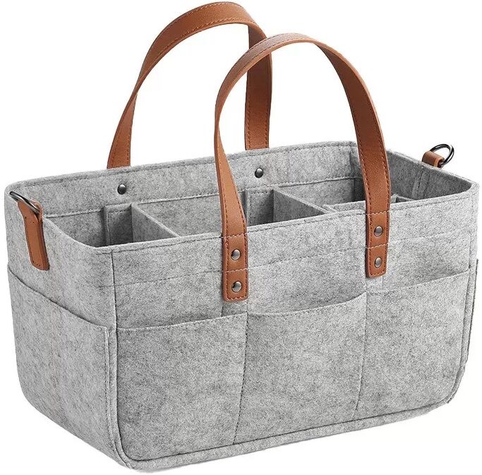 INF Filz-Wickeltasche Organizer - Tragbare Windelwechseltasche für Babyutensilien M Grau