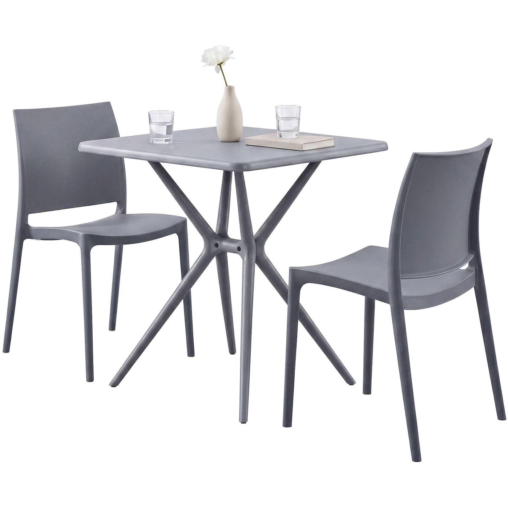 CLP Gartenmöbel Set stapelbar Amino mit 2 Stühlen und Tisch, Balkonmöbel wetterfest aus Kunststoff für Garten, Balkon und Terrasse