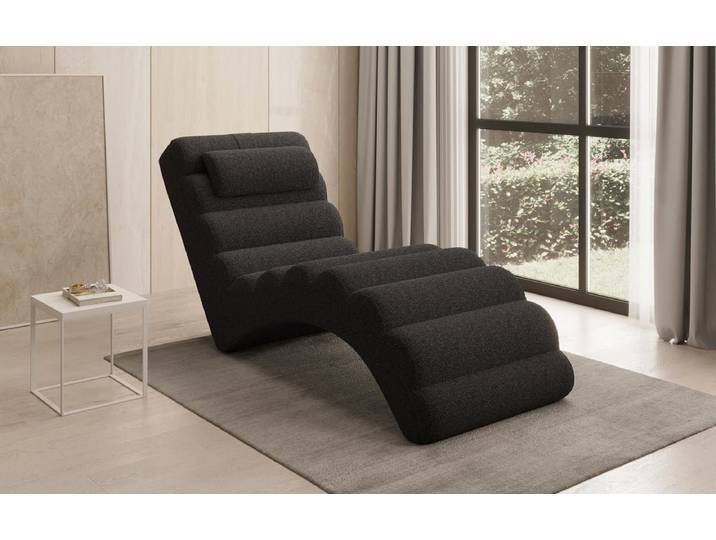 Designer Relax-Liege Malina in Bouclé - Schwarz - Bouclé - Luxusbetten24