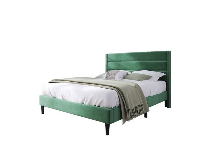Flieks Polsterbett, Holzbett Doppelbett mit Lattenrost Samt 140x200cm