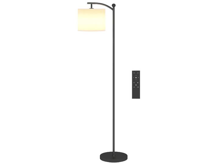 HOMCOM LED Stehlampe Stufenlos Dimmbar Stehleuchte mit Lampenschirm aus Stoff
