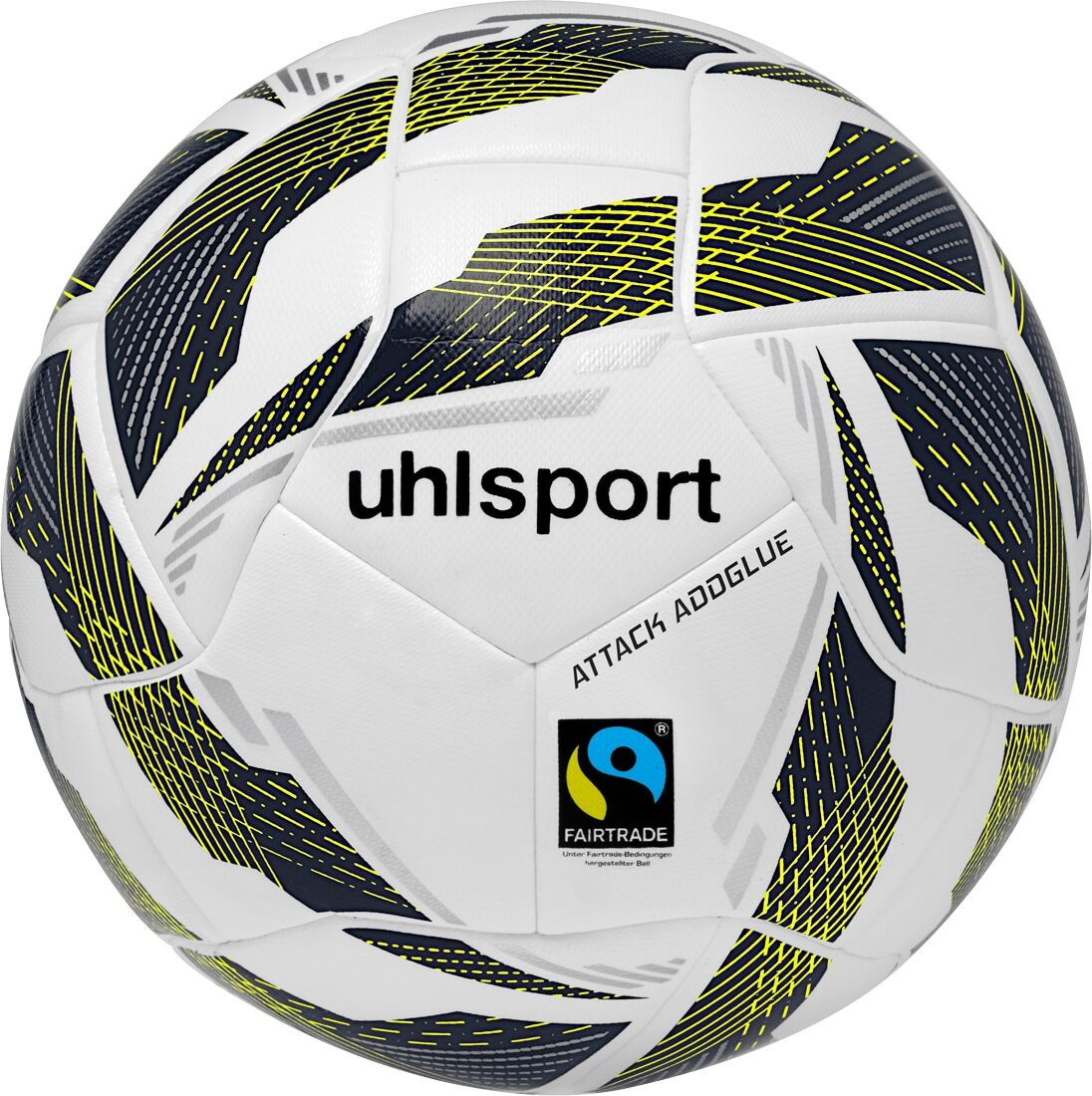 Fußball UHLSPORT "Fußball Attack Addglue For The Planet Kids" Gr. 4, weiß (weiß, marine, fluo gelb), Bälle, Kinder, 4, Fußball