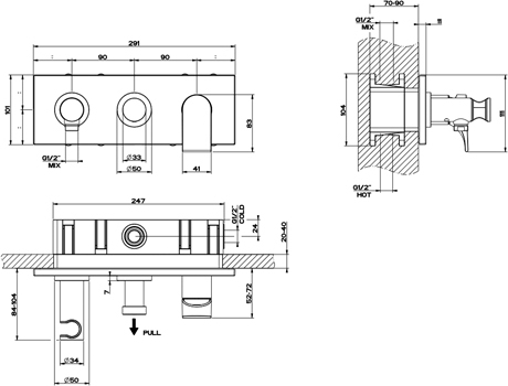 GESSI Farbset SOLFERINO Wanne Einhandmischer WAB 2-Wege
