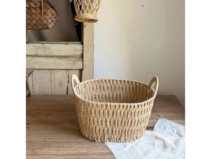 Panier de rangement tissé à la main, panier à linge domestique, panier à jouets et à collations, panier pour articles divers, panier de rangement en paille tressée