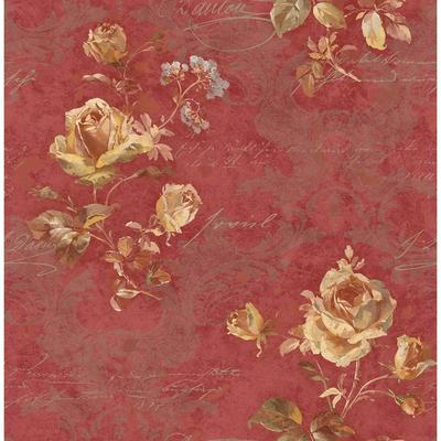 Seabrook Designs Delia Floral Script Unpasted Wallpaper
