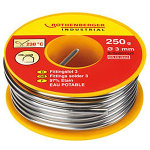 Rothenberger-Industrial Lötzinn FL, bleifrei, Ø 3mm, 99,3% Zinn, 0,7% Kupfer, 250g