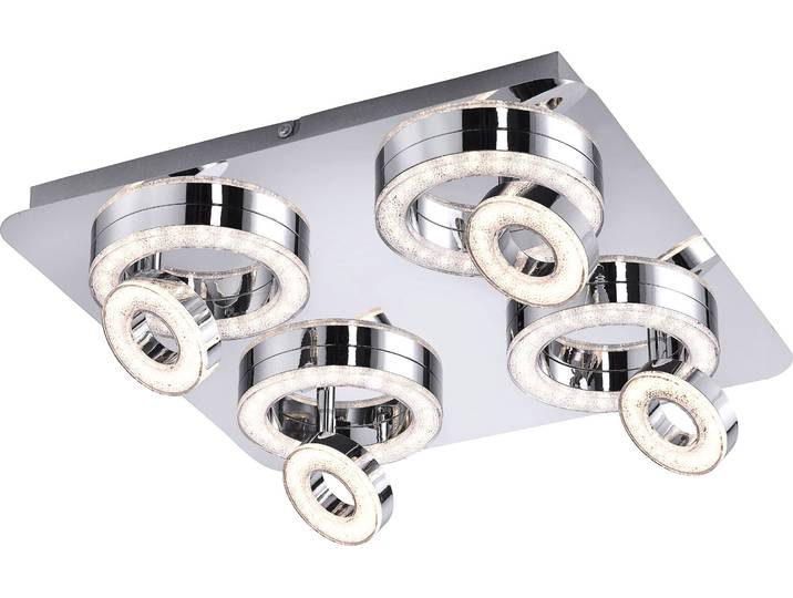 Plafonnier LED\, design cristal\, chrome\, ajustable\, L 40 cm