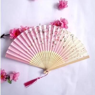 Uplifted Goods Folding Hand Fan For Dance Performance Decoration And Everyday Use pink 8.27in
