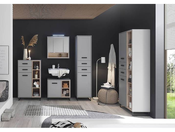 Meuble sous vasque 65 x 61 x 38cm Gris/Gris