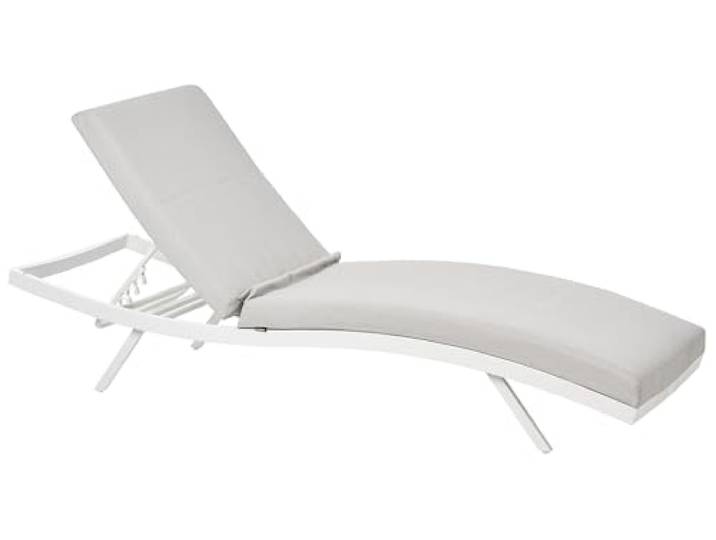 Beliani Gartenliege Aluminium weiß Bespannung grau verstellbares Kopfteil modern Amelia