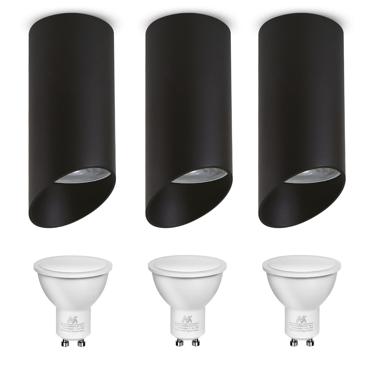 Maclean Inbouwspot LED Zwart 7W 3 stuks