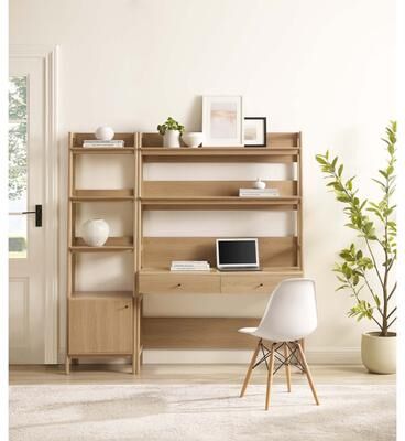 Modway Bixby 2-Piece Wood Office Desk and Bookshelf