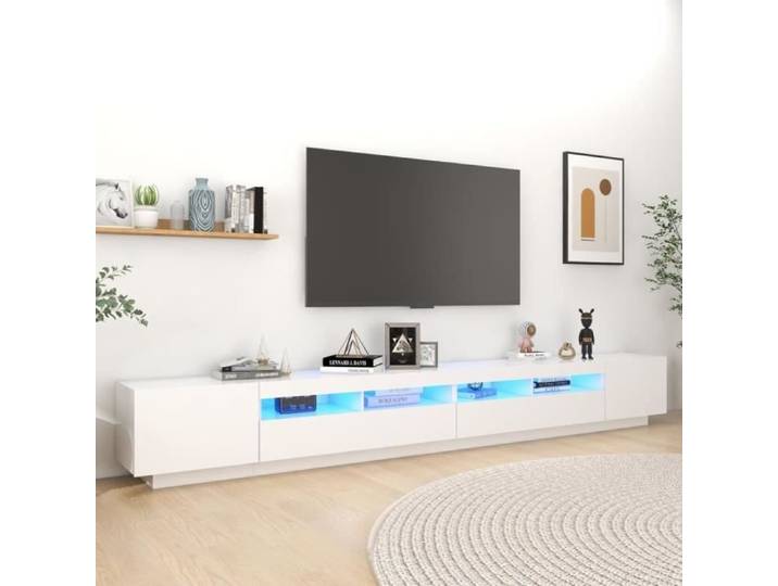 Meuble TV - VIDAXL - Blanc - LED RVB - 300x35x40 cm