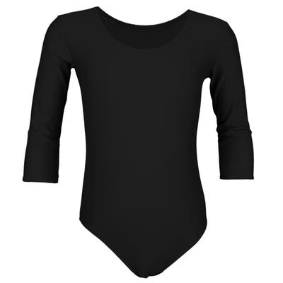 Turnanzug AQUARTI "Body Mädchen Body 3/4 Arm", Mädchen, Gr. 122, schwarz, Obermaterial: 96% Baumwolle CO. 4% Elasthan EL., Sportanzüge