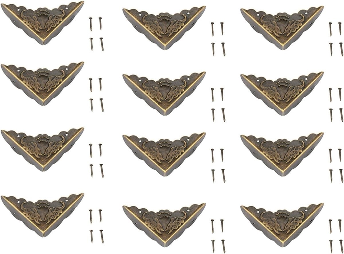 12 stuks Decoratieve Hoekbeschermers in Vintage Bronze voor Houten Randen en Meubels