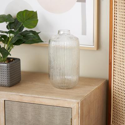 ARCILLA ELEMENTAL Clear Glass Ribbed Fluted Decorative Vase