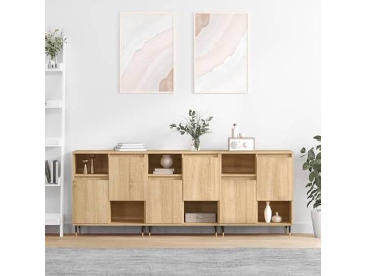 RJPLMFV Anrichte, 3-teilig, Eiche, Sonoma, Holz, Ingenierie Geräumige Aufbewahrung, glatte Oberfläche, Wandbefestigung inklusive, für Wohnzimmer oder Eingangsbereich