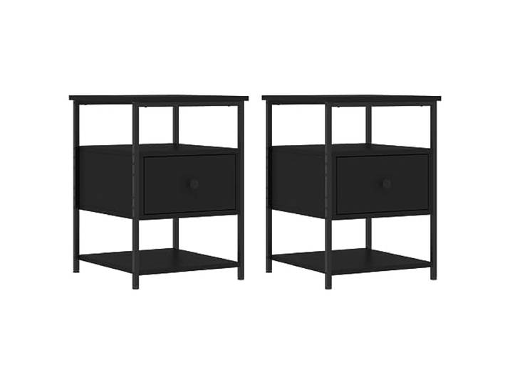 KUTYWEXFM Nachttisch 2er Set Schwarz 40x42x56 cm aus Holzwerkstoff Kompakte Beistelltische für Schlafzimmer und Wohnzimmer mit verstellbaren Füßen für stabilen Stand auf unebenen Böden.