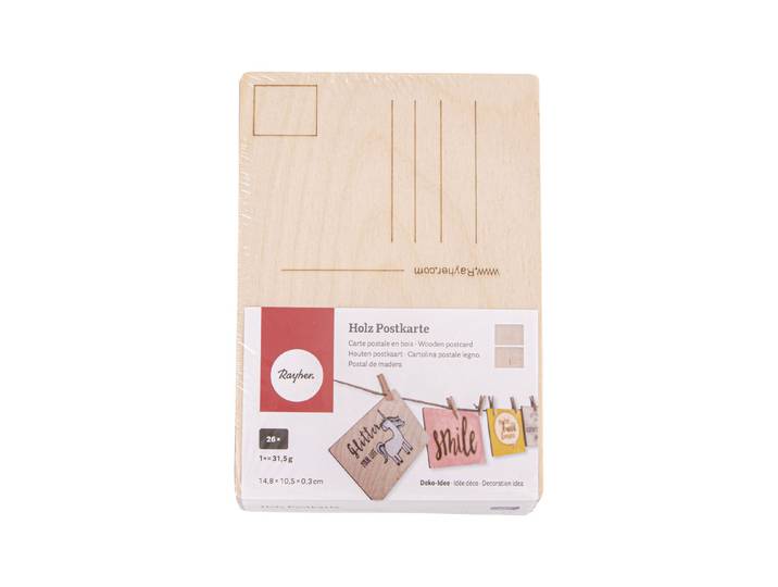 Holz Postkarte, FSC 100%, 14,8x10,5x0,3cm, Btl 26Stück