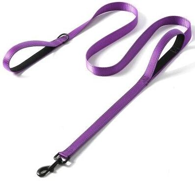 Uplift Essentials Two Handle Heavy Duty Training Leash Dual Control Reinforced Nylon Lead For High Traffic Control purple 6 Ft
