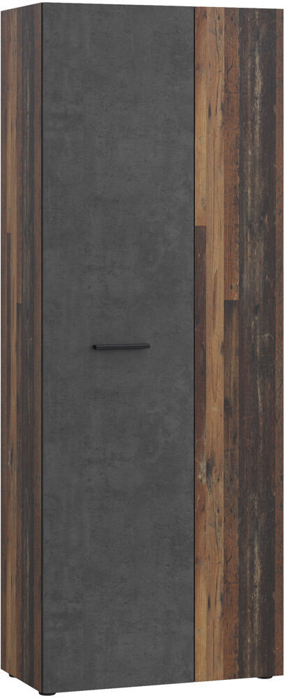 17 Stories Shilu 2 Door Wardrobe Grey/Vintage Oak 70.74cm H X 68.7cm W X 14.26cm D