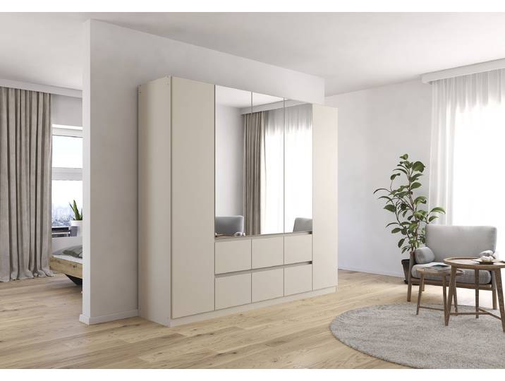 Drehtürenschrank Mainz 226cm Beige/Kaschmir Basic 3 Spiegeltüren